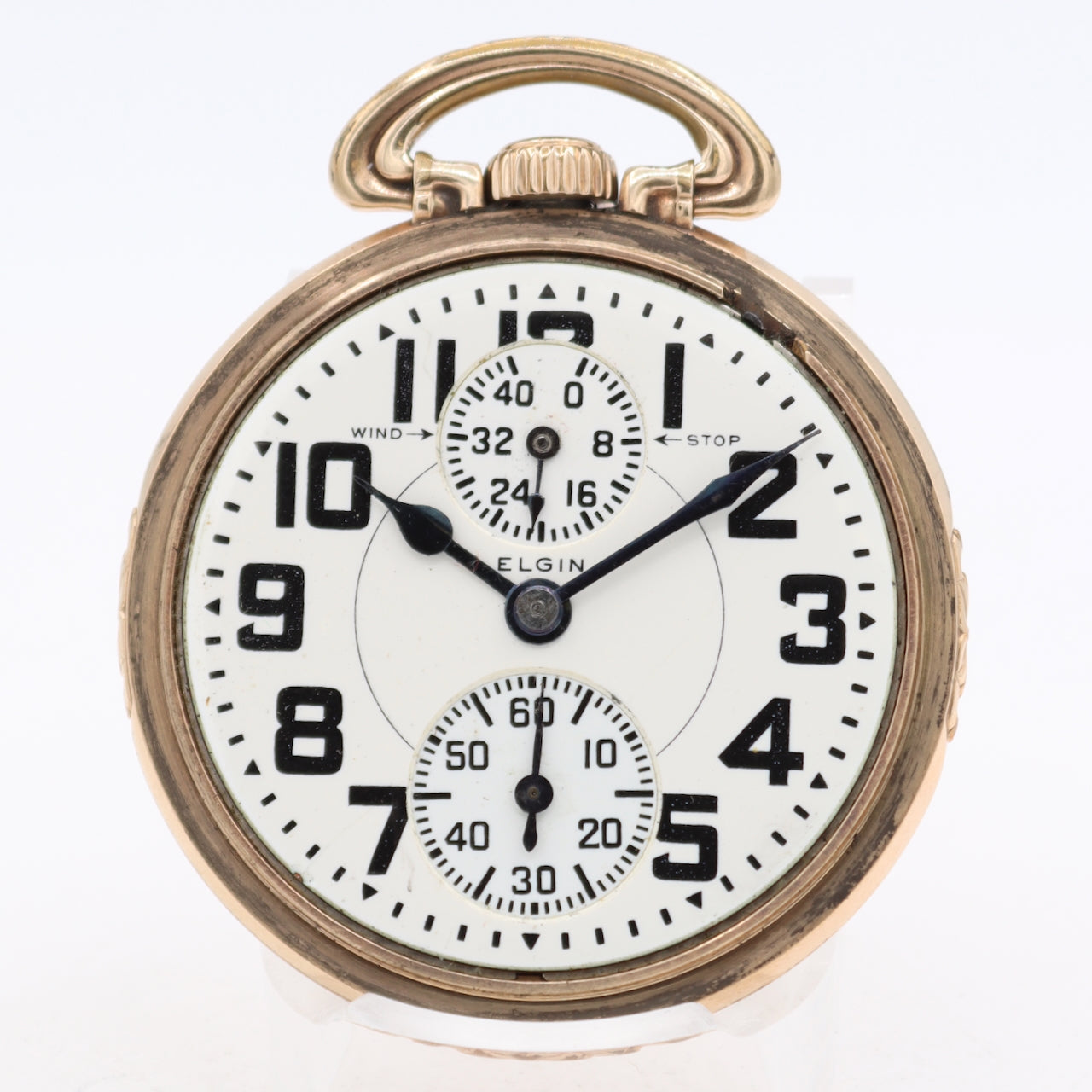 Vintage 16s Elgin Raymond Wind Indicator 23j Railroad Pocket Watch 494 10k GF