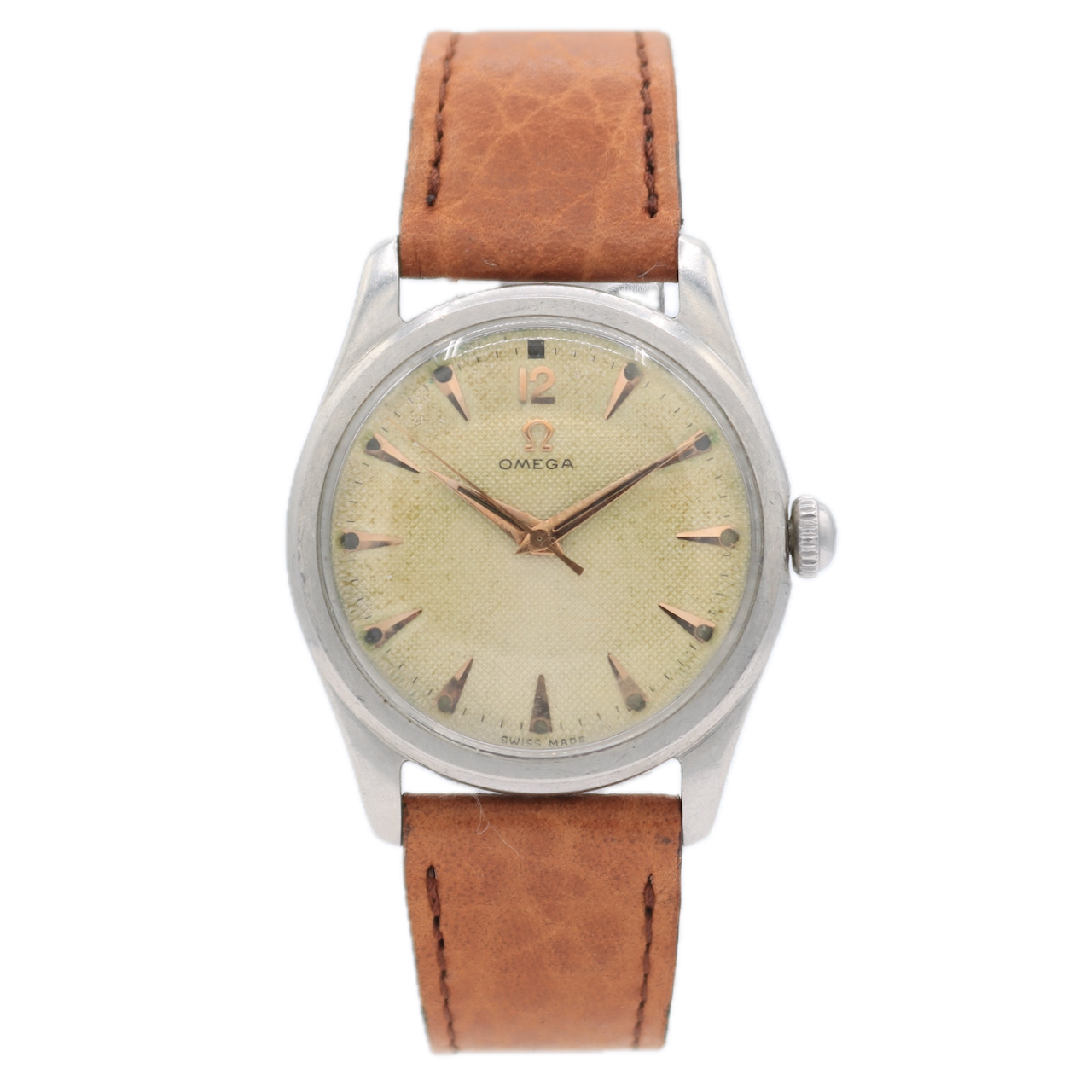 Vintage 33mm Omega 2690 1 Honeycomb 17j Men's Mechanical Wristwatch 420 Steel