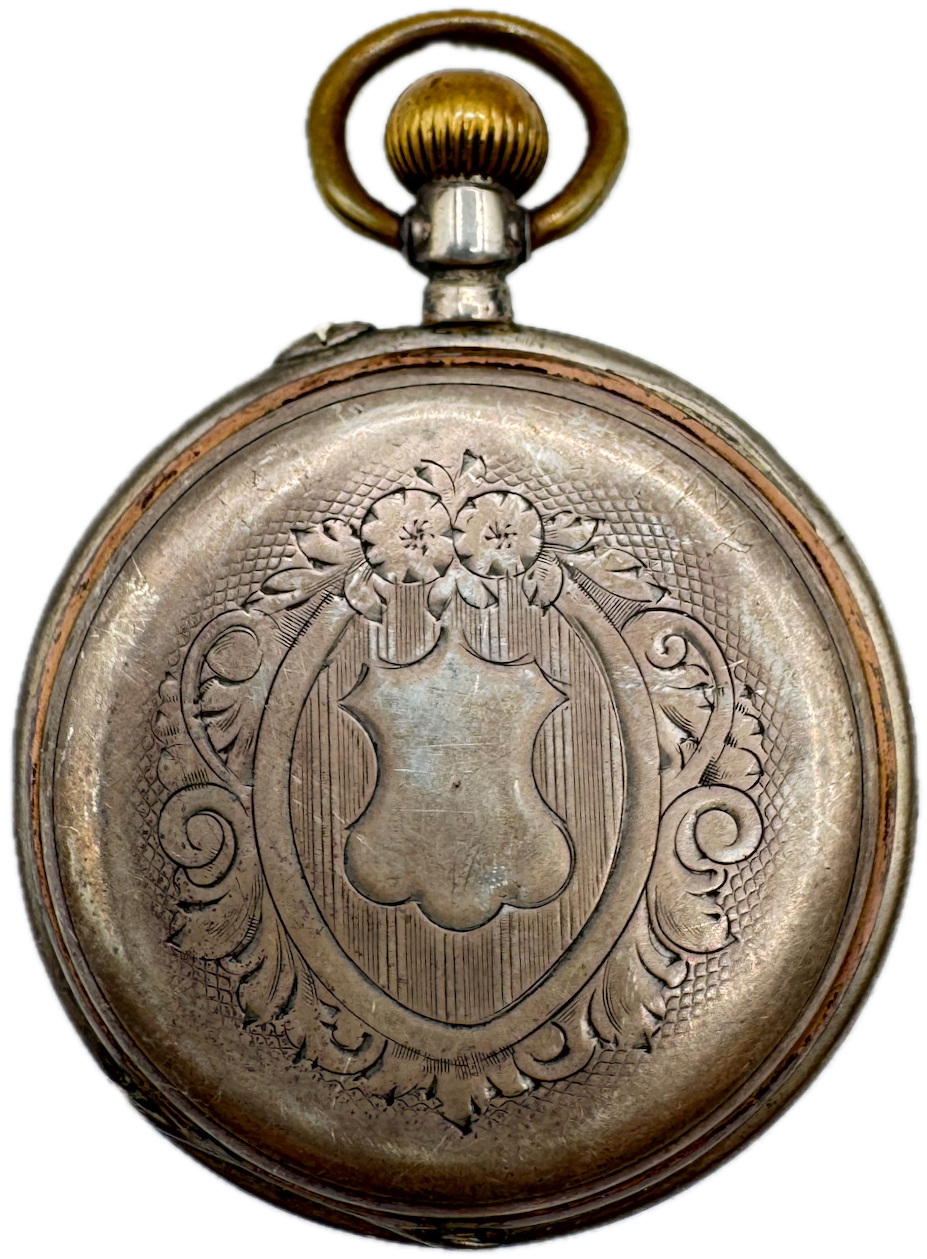 Antique Unbranded Shield 6 Jewel Mechanical Pocket Watch .800 SilverSwiss