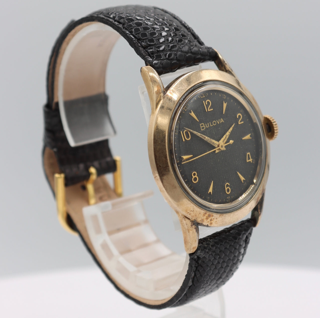Vintage 34mm 1956 Bulova Tapestry Dial Men's Mechanical Wristwatch Gold Tone