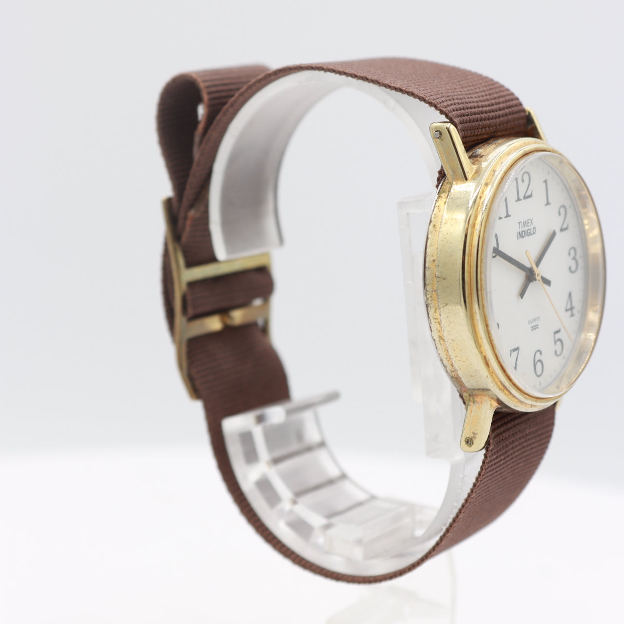 Vintage Timex White Dial Indiglo Men's Quartz Wristwatch Philippines Gold Tone