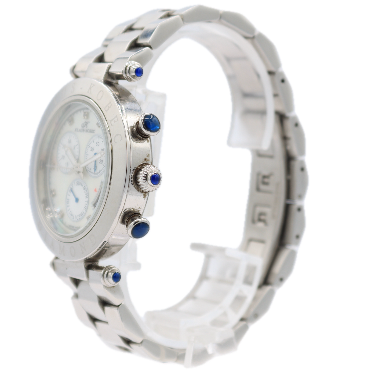 38mm Klaus-Kobec Corture Sports Diamond MOP Men's Chronograph Wristwatch Steel