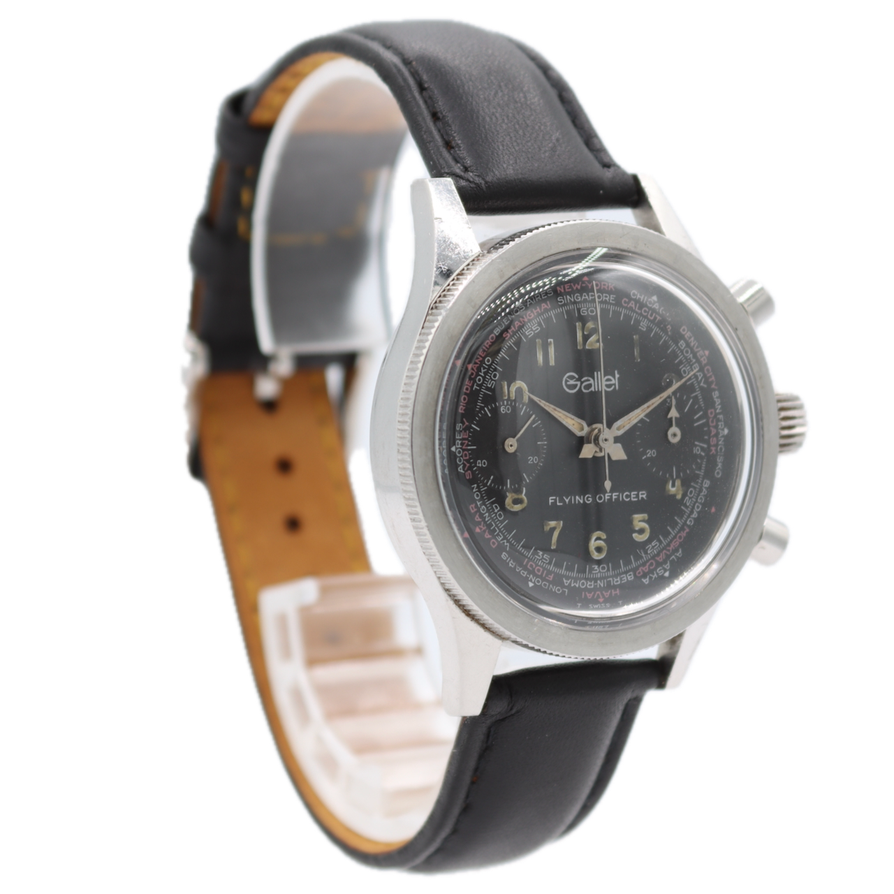 Vintage Gallet Flying Officer Men's Chronograph Wristwatch Landeron 149 Steel