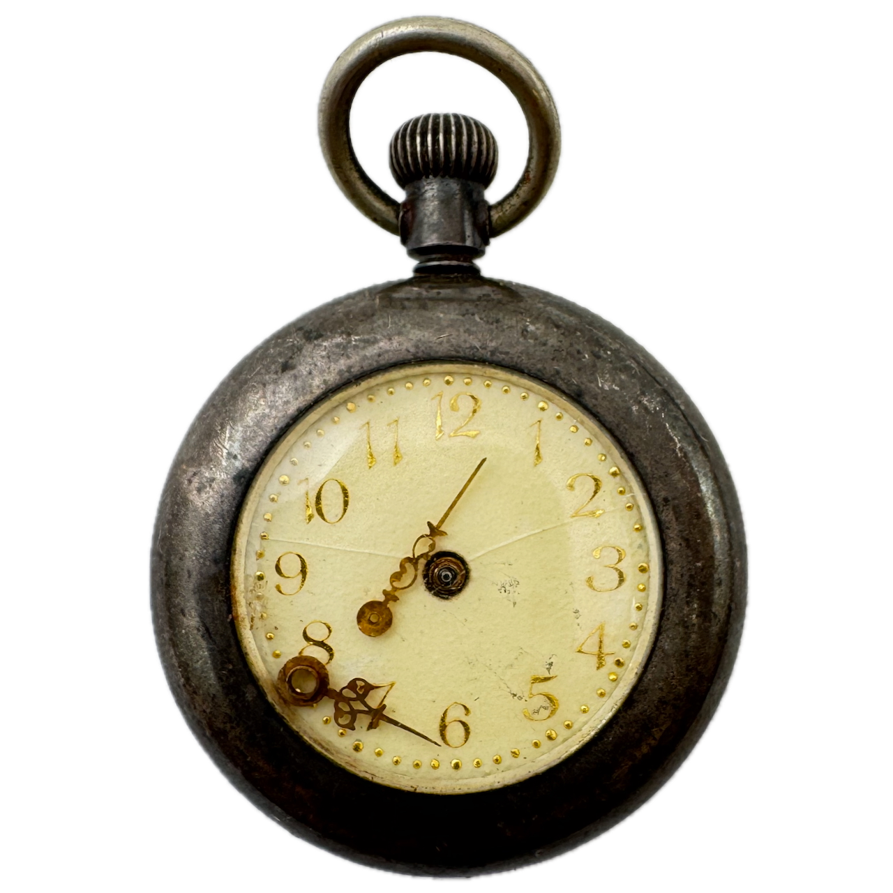 Antique Elfin Coin Edge Mechanical Open Face Pocket Watch Sterling Silver USA