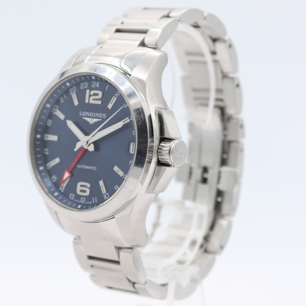 41mm Longines L3.687.4.99.6 Conquest GMT Men's Automatic Wristwatch Steel W/Box