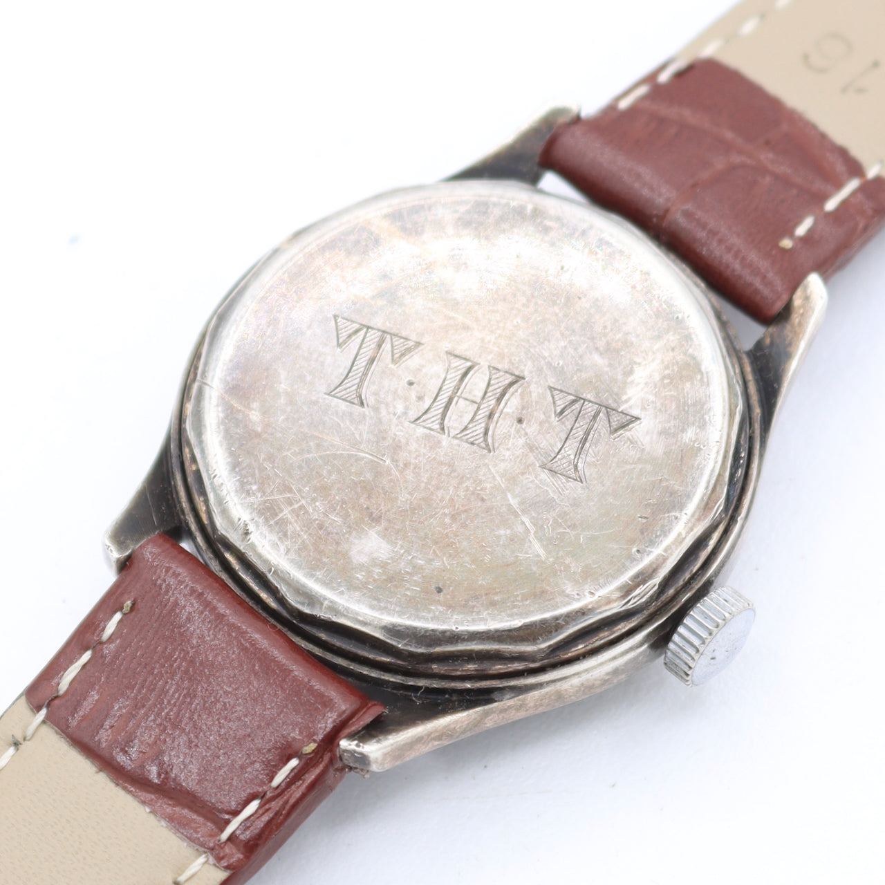 Vintage 31mm Military Men's Mechanical Wristwatch Swiss Made Sterling Silver