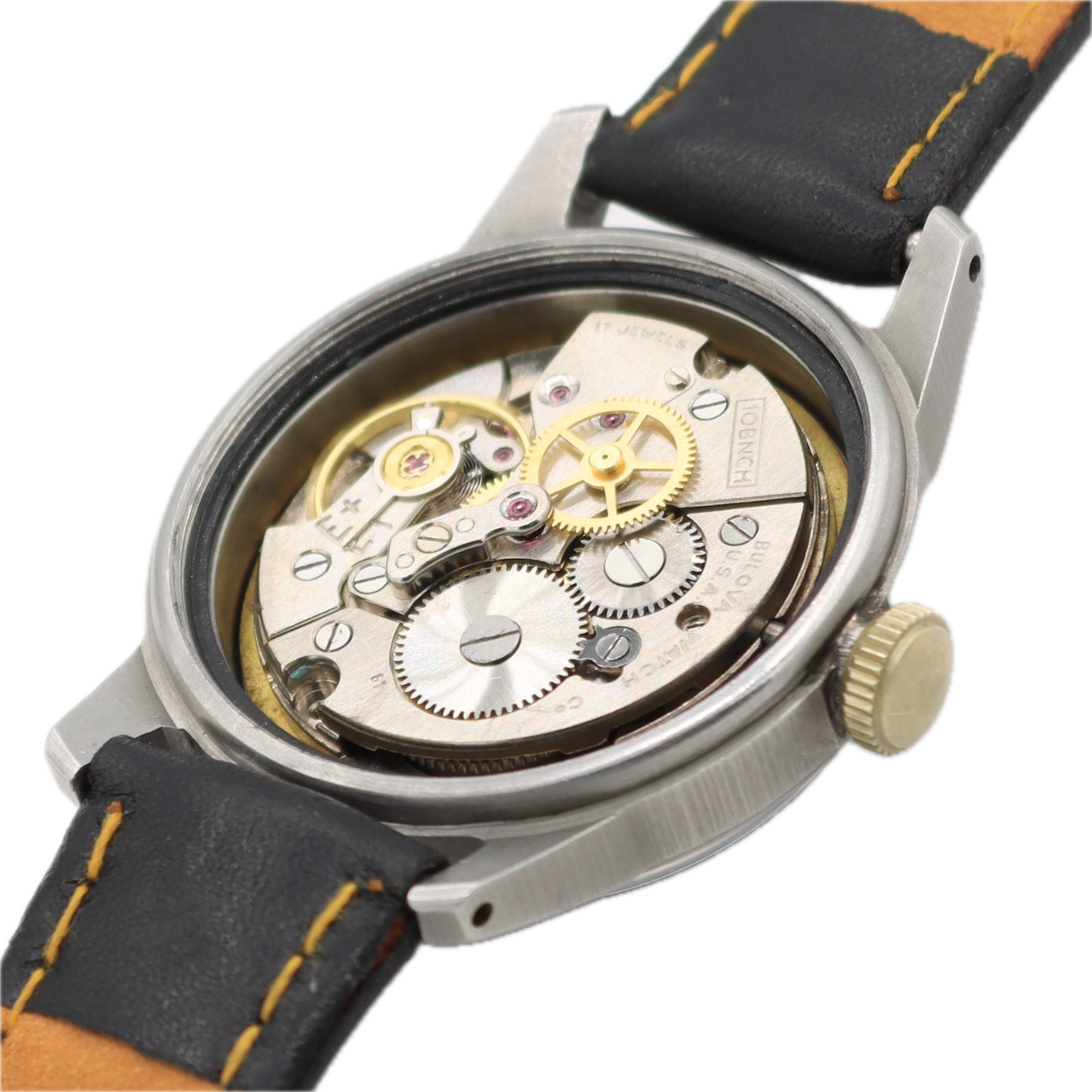 Vintage 32mm Bulova Military Hack Set Men's Mechanical Wristwatch 10BNCH Steel