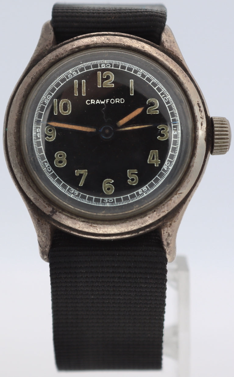 Vintage Crawford Military Style Men's Mechanical Wristwatch Swiss Steel & Chrome