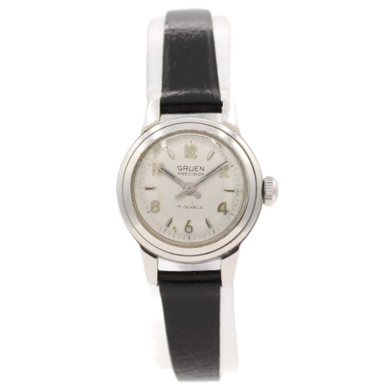 Vintage 22.5mm Gruen Precision 17J Dress Ladies Automatic Wristwatch Swiss Steel