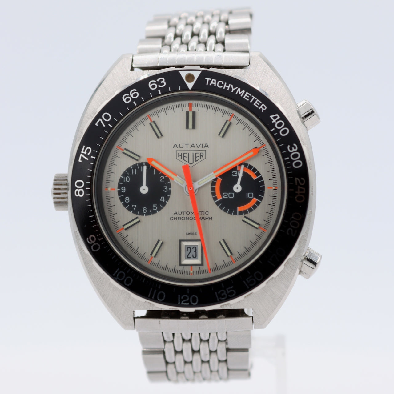 Vintage Heuer 11630 Autavia "Orange Boy" Silver Men's Wristwatch Calibre 12