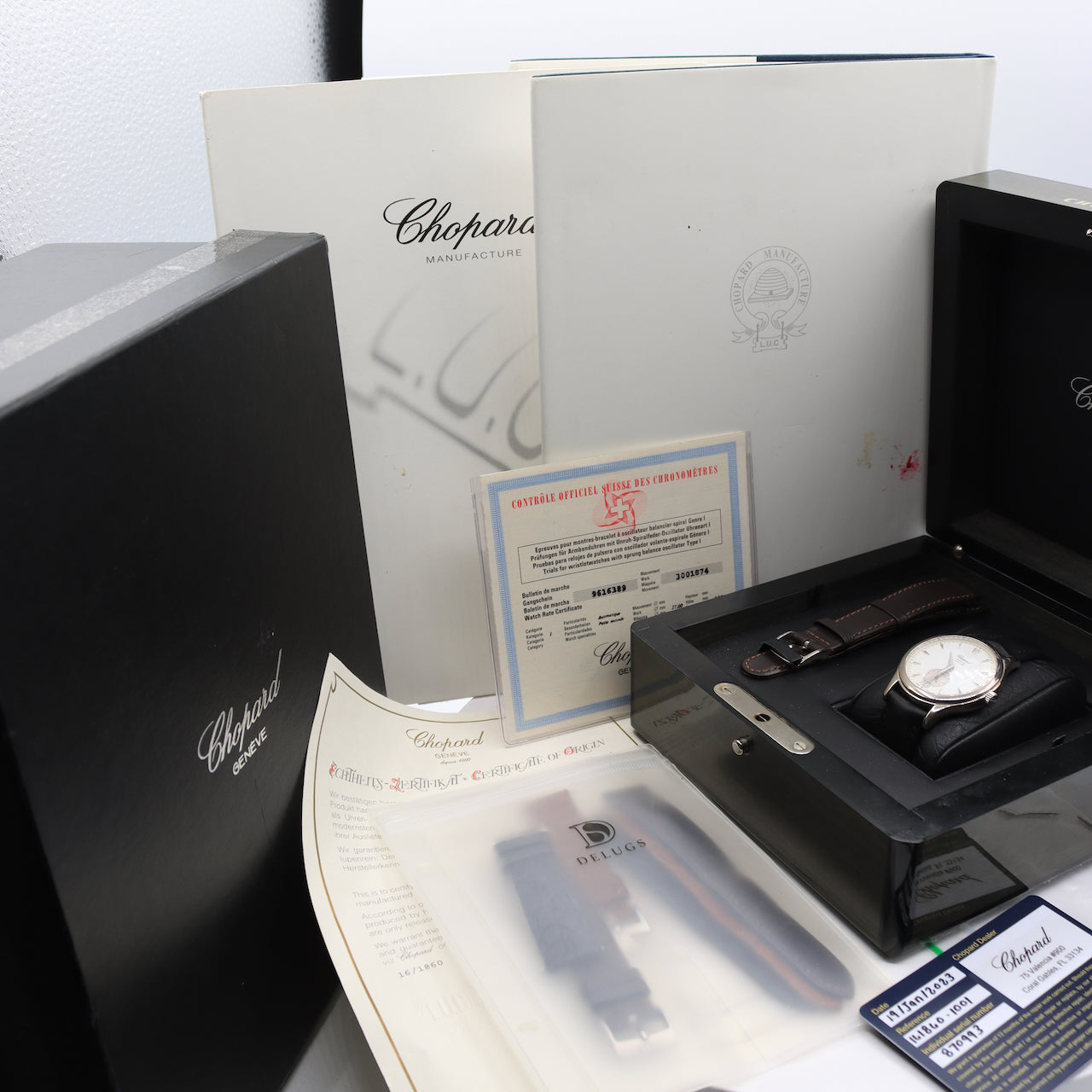 Chopard 161860-1001 L.U.C Men's Micro Rotor Wristwatch 18k White Gold Full Kit