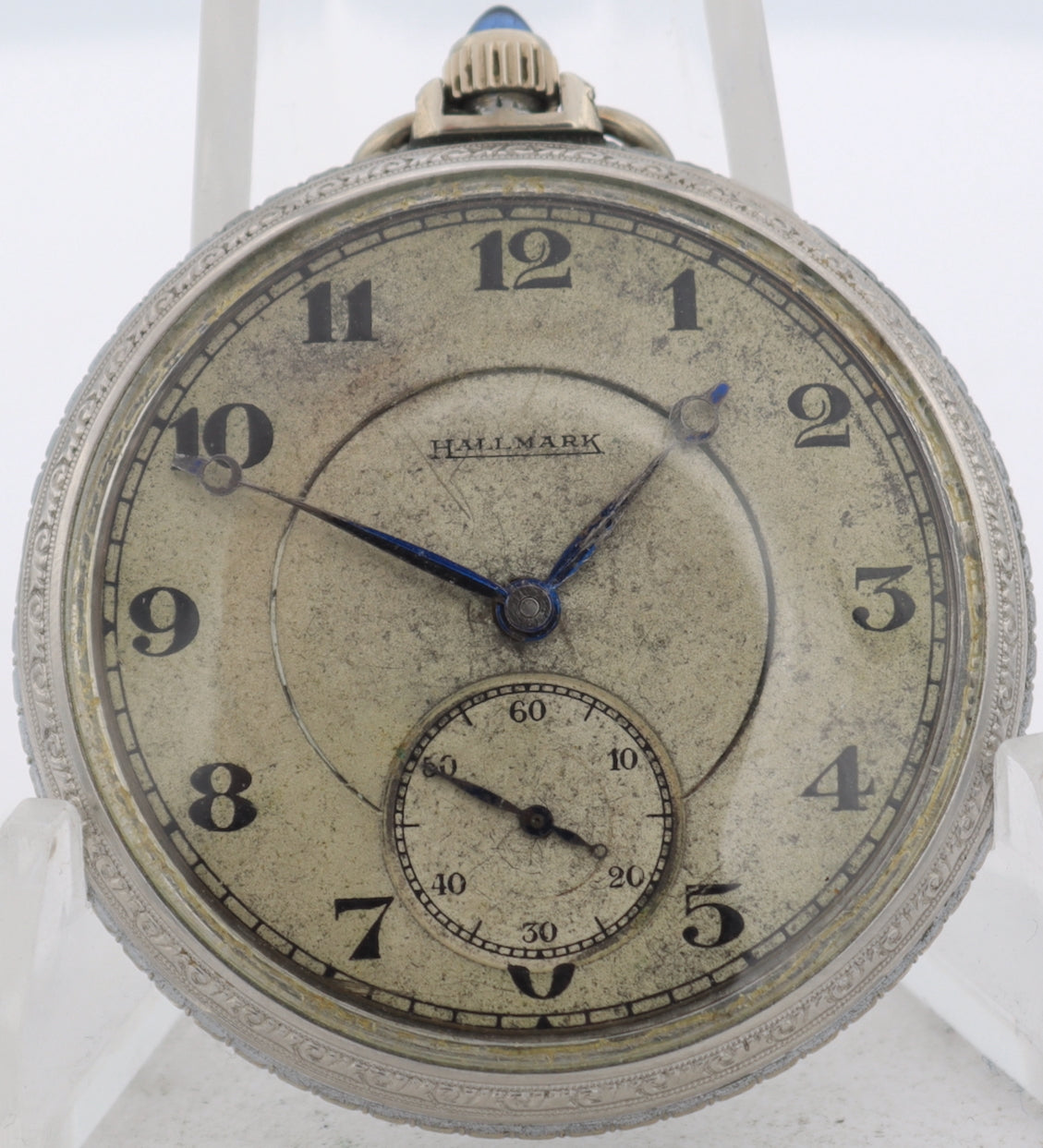 Antique 12s Hallmark Engraved Edge 17 Jewel Mechanical Pocket Watch USA