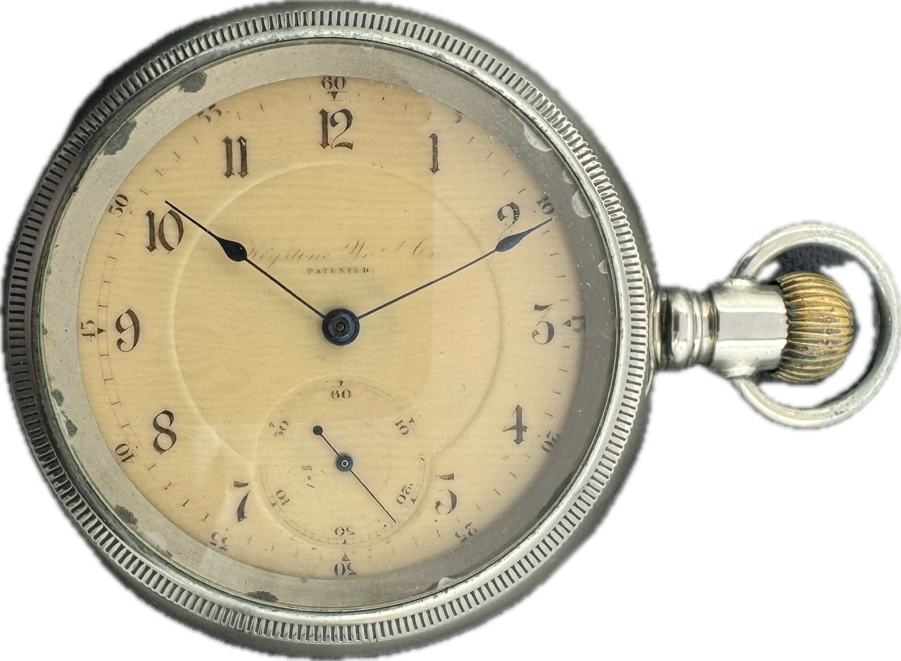 Antique 18 Size Keystone Dust Proof Open Face Pocket Watch Silverode Coin Edge