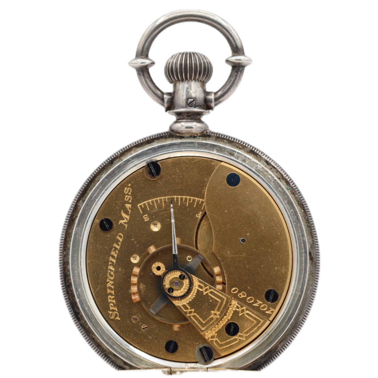 Antique 18 Size Hampden Mechanical Hunter Pocket Watch Sterling Silver USA