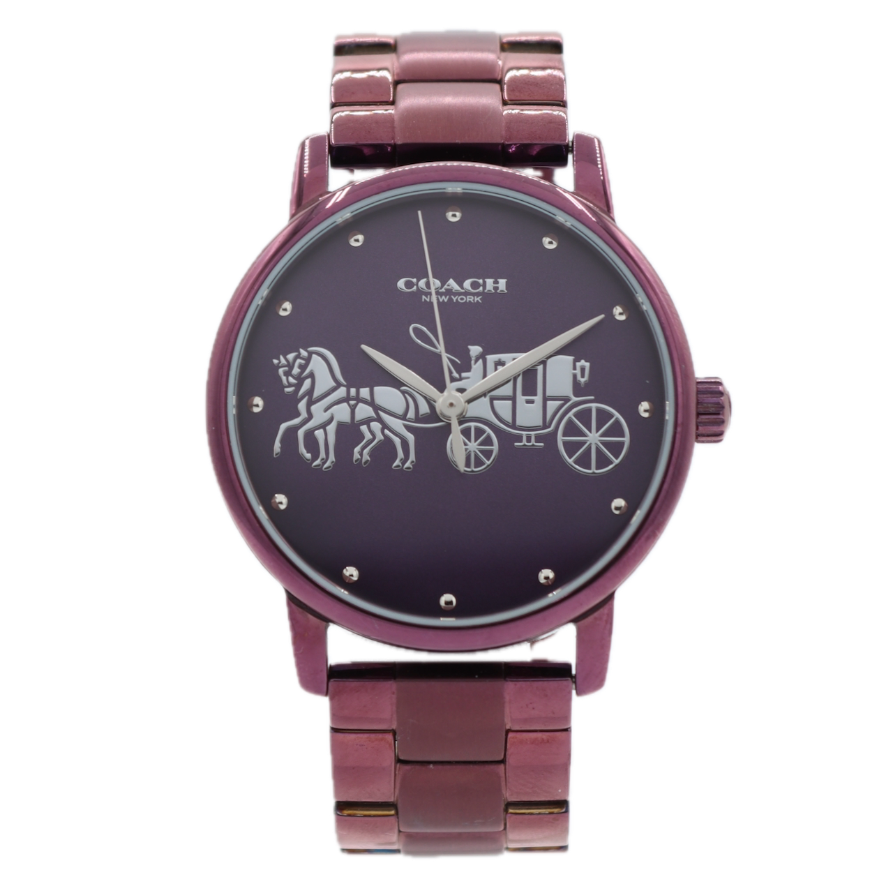 Vintage 36mm Coach CA.113.7.34.1505 Purple Dial Men's Quartz Wristwatch Steel