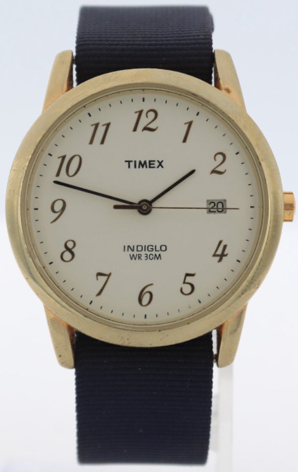 Vintage 1970 Timex Indiglo WR30M Men's Quartz Wristwatch USA Gold Tone