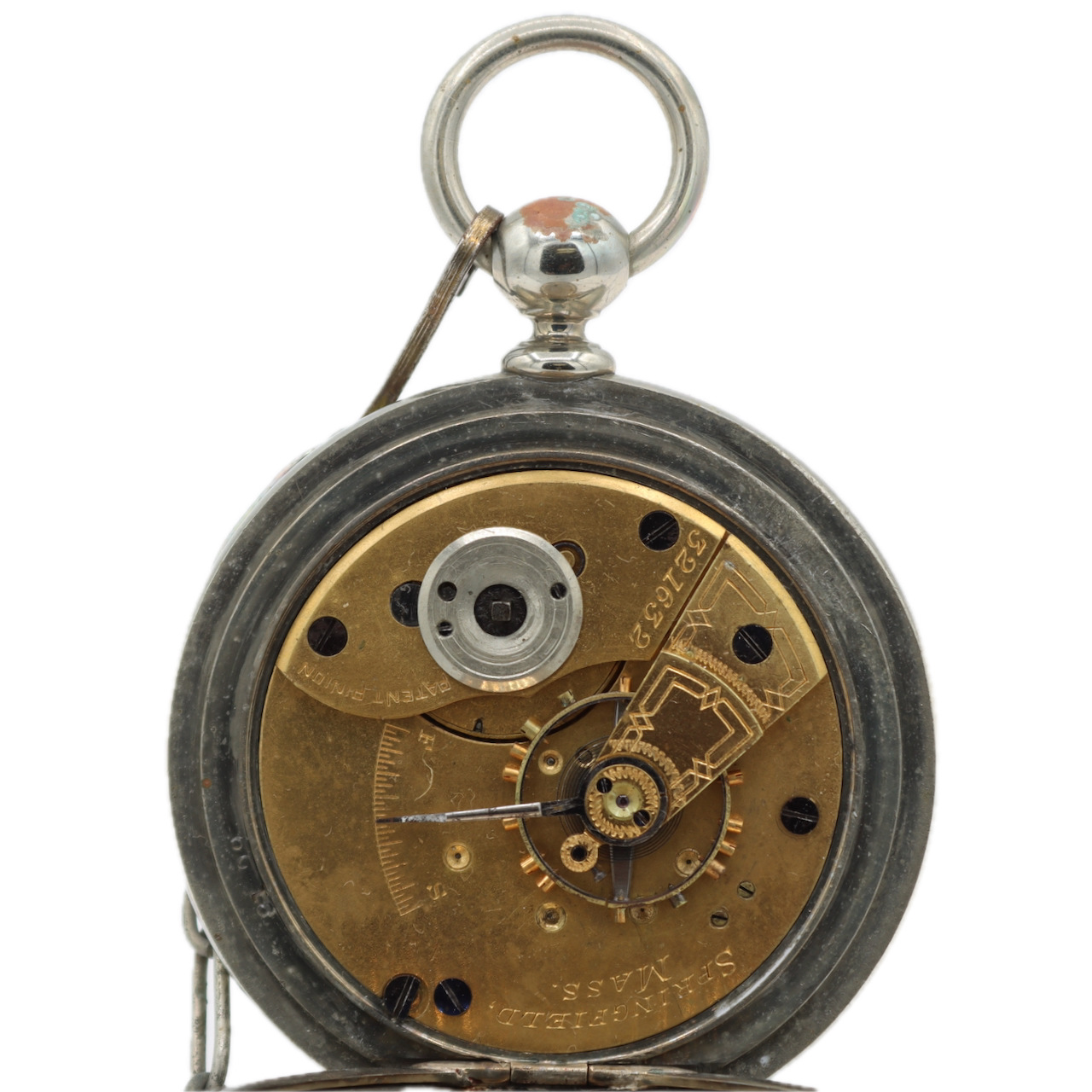 Antique 18s 1884 Hampden 7j Key Wind Pocket Watch Springfield Silverine USA