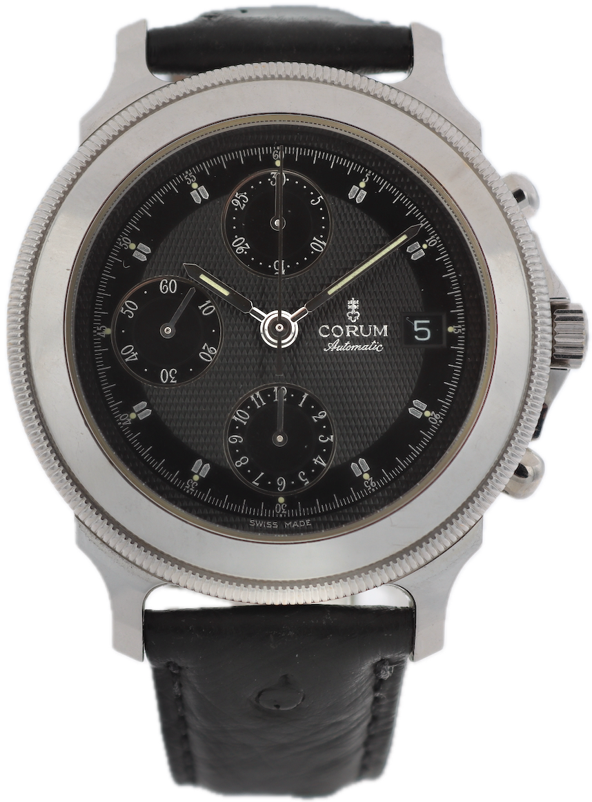 Vintage Corum 77.111.20 Stacked Sub Black Men's Chronograph Wristwatch ETA 7750