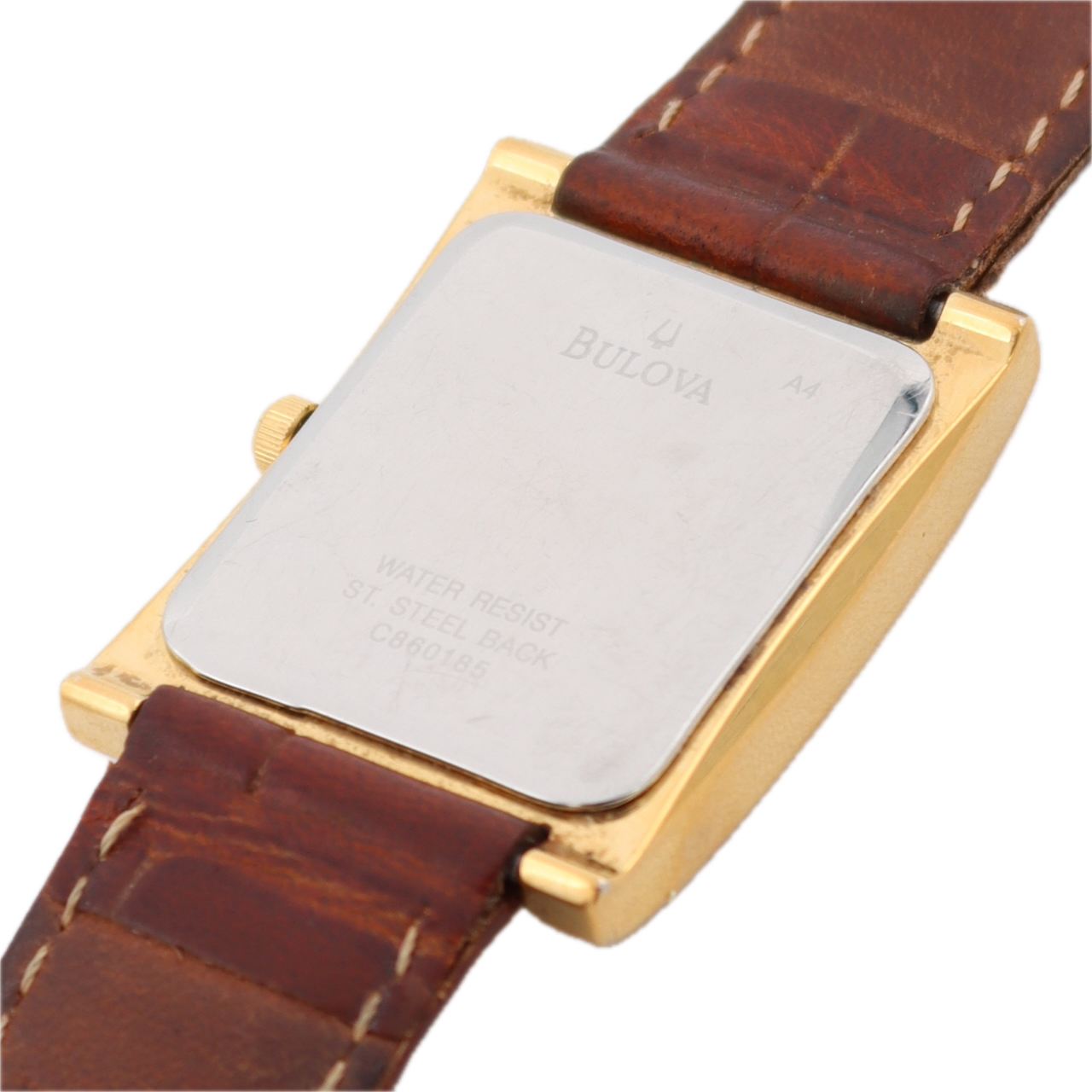 Vintage 26mm 1974 Bulova 97B41 Tank Men's Quartz Wristwatch Gold Plated Roman