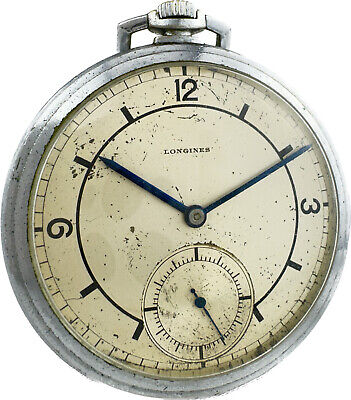 Vintage 1945 Longines WW2 Military 15 Jewel Manual Wind Pocket Watch 37.9 Rare
