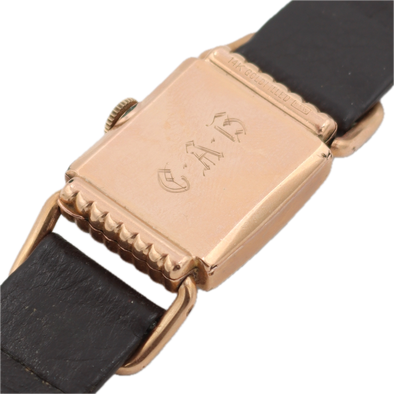Vintage Lord Elgin 4601E Rose Dial Men's Mechanical Wristwatch 559 14k GF