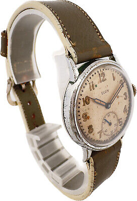 Vintage Elgin Military 15 Jewel Men's Mechanical Wristwatch 554 USA w Star Dial