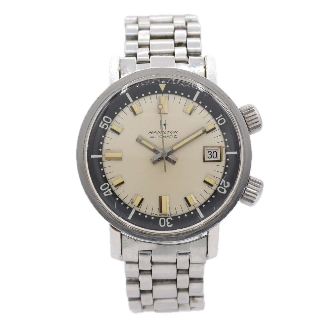Vintage 36mm Hamilton 64040-3 Aqua Date 600 Men's Automatic Wristwatch Steel