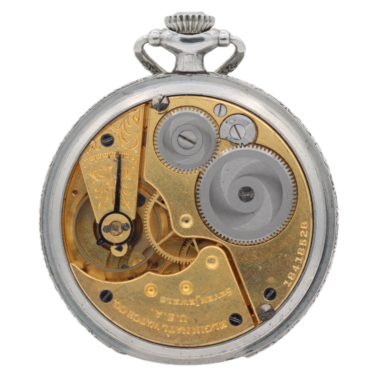 Antique 18s 1915 Elgin 7 Jewel Mechanical Pocket Watch 293 Chrome Plated USA