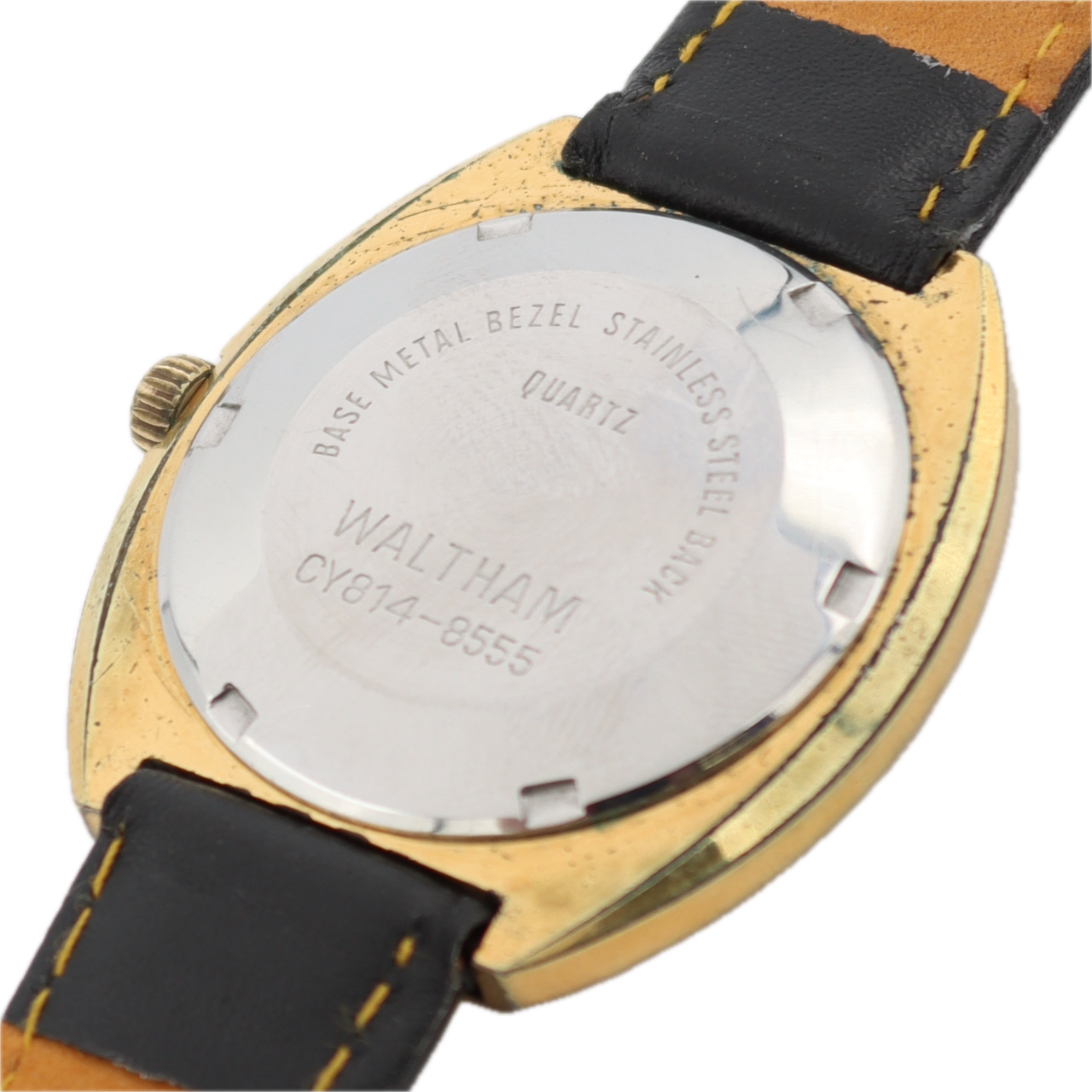 Vintage 36.5mm Waltham Day Date Silver Dial Men's Quartz Wristwatch Gold Tone