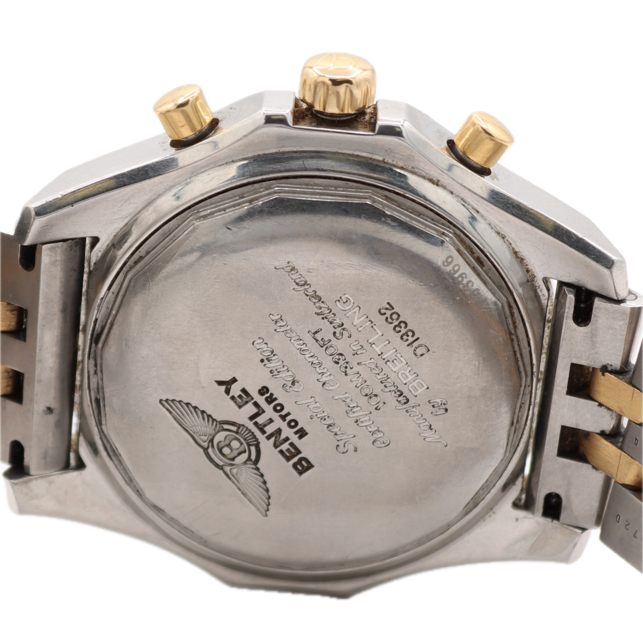 47mm Breitling D13362 Bentley GT Men's Chronograph Wristwatch Steel & 18k Gold