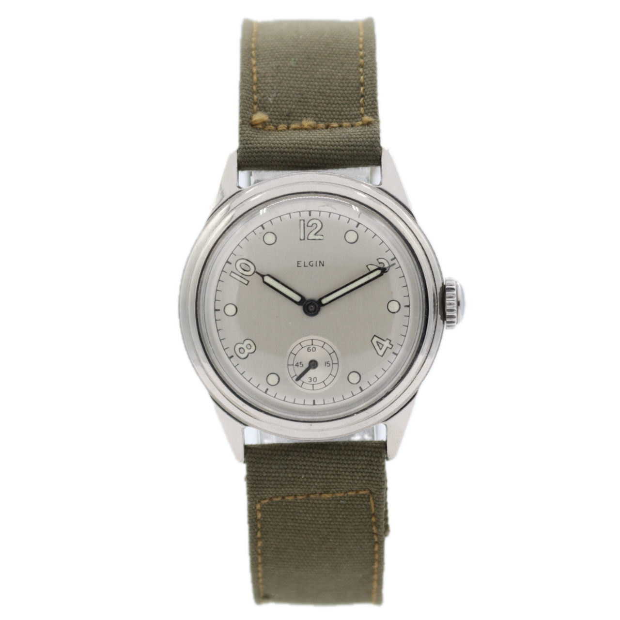 Vintage 30mm 1941 Elgin Service 15j Men's Mechanical Wristwatch 554 USA Steel