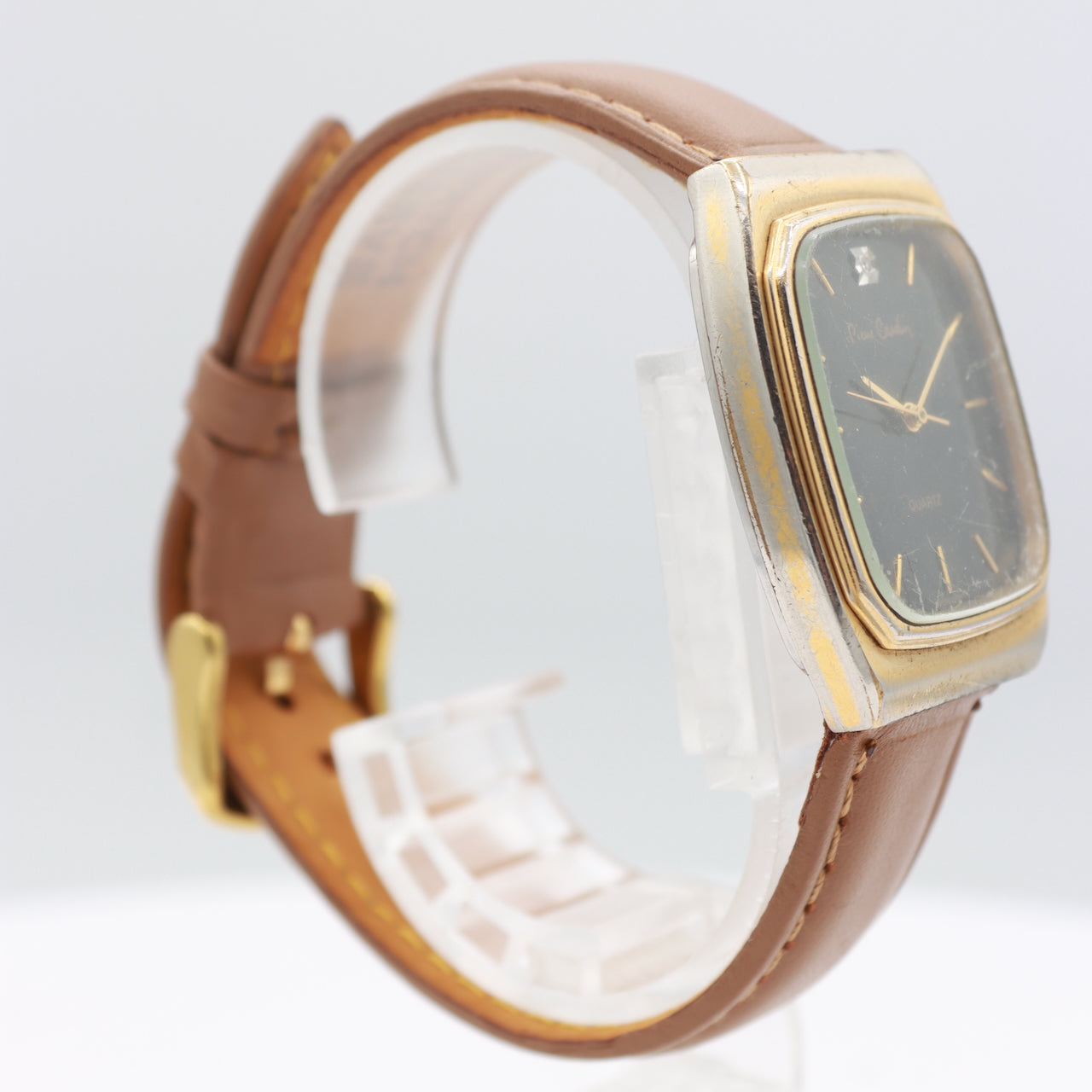 Vintage Pierre Cardin Tank Men's Quartz Wristwatch Swiss Steel & Gold Tone