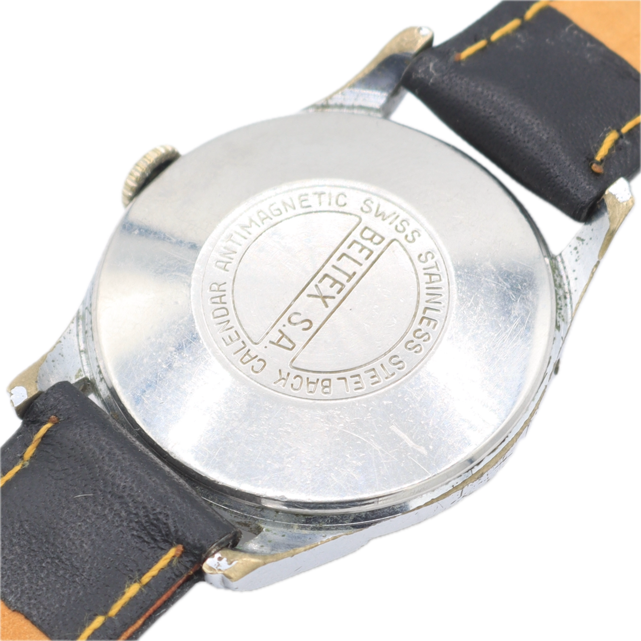 Vintage Beltex Triple Date Calendar Men's Mechanical Wristwatch 203 Swiss Chrome
