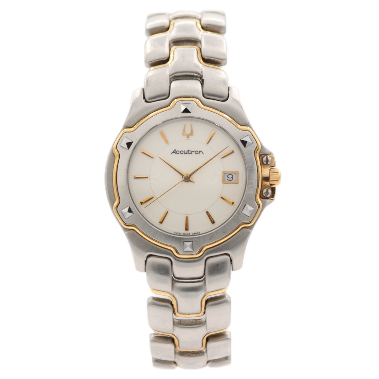 Vintage 35mm Accutron 28B53 Men's Tuning Fork Wristwatch Swiss Steel & 18k Gold