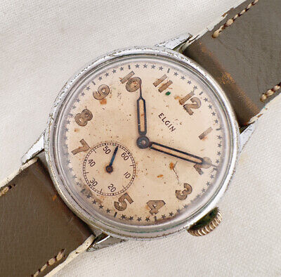 Vintage Elgin Military 15 Jewel Men's Mechanical Wristwatch 554 USA w Star Dial