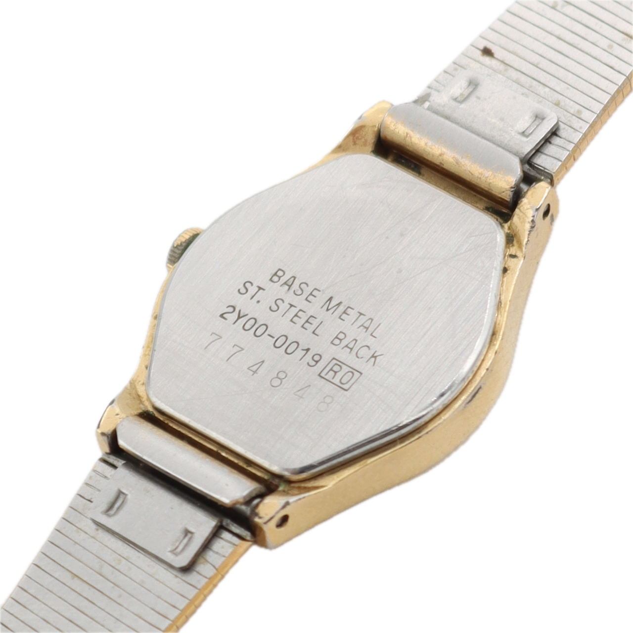 19mm Seiko 2Y00-0019 RO Linen Dial Ladies Quartz Wristwatch 2Y00A Japan Two Tone