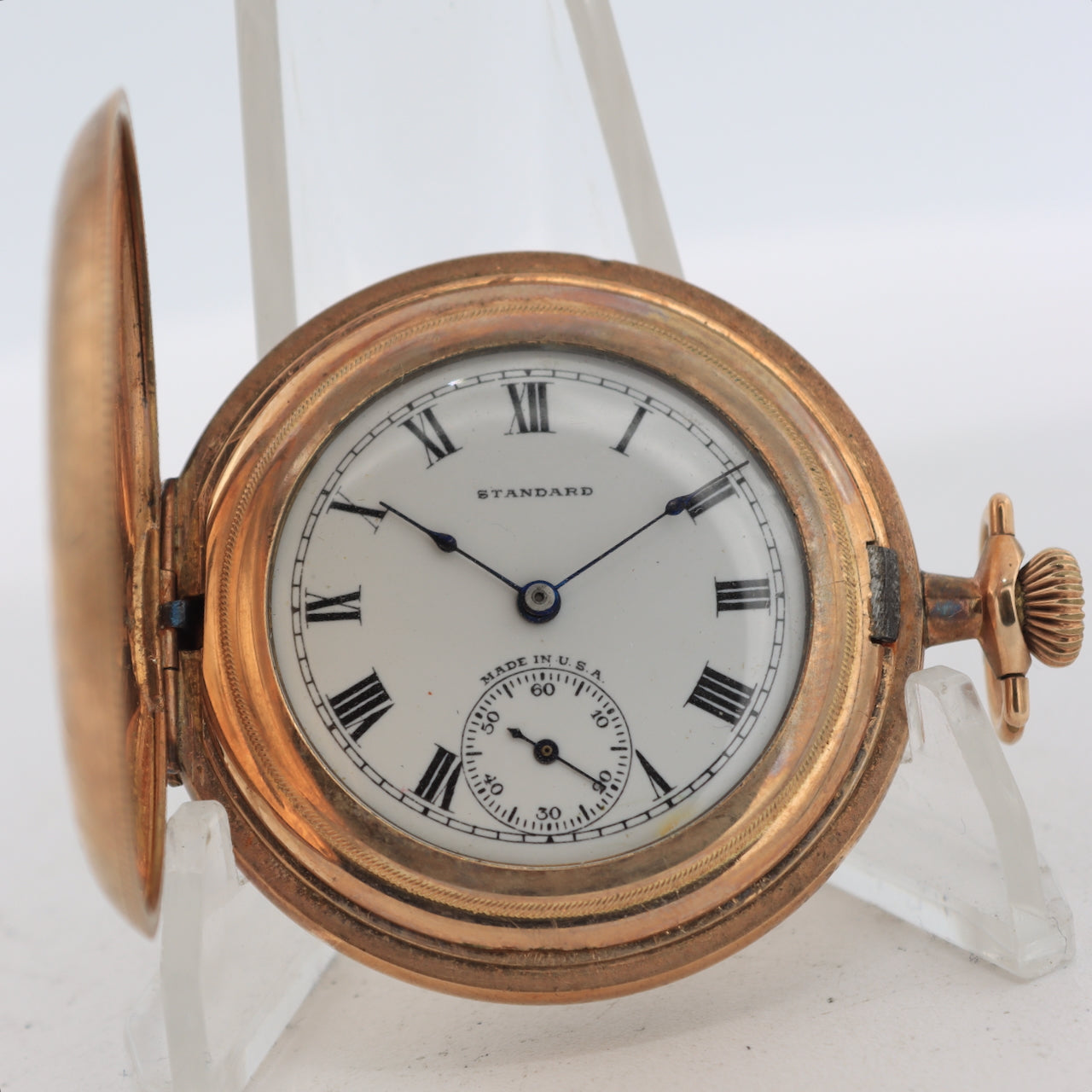 Antique 12s 1917 NY Standard Shield 15J Hunter Pocket Watch Excelsior 20 Year GF