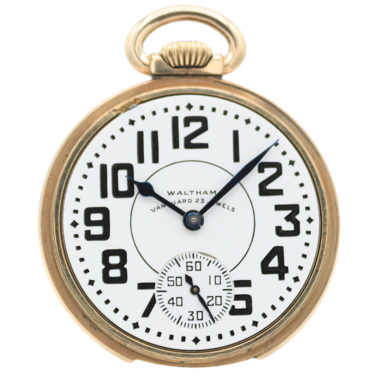 Vintage 16s 1943 Waltham 23 Jewel Railroad Pocket Watch Vanguard 10k GF USA