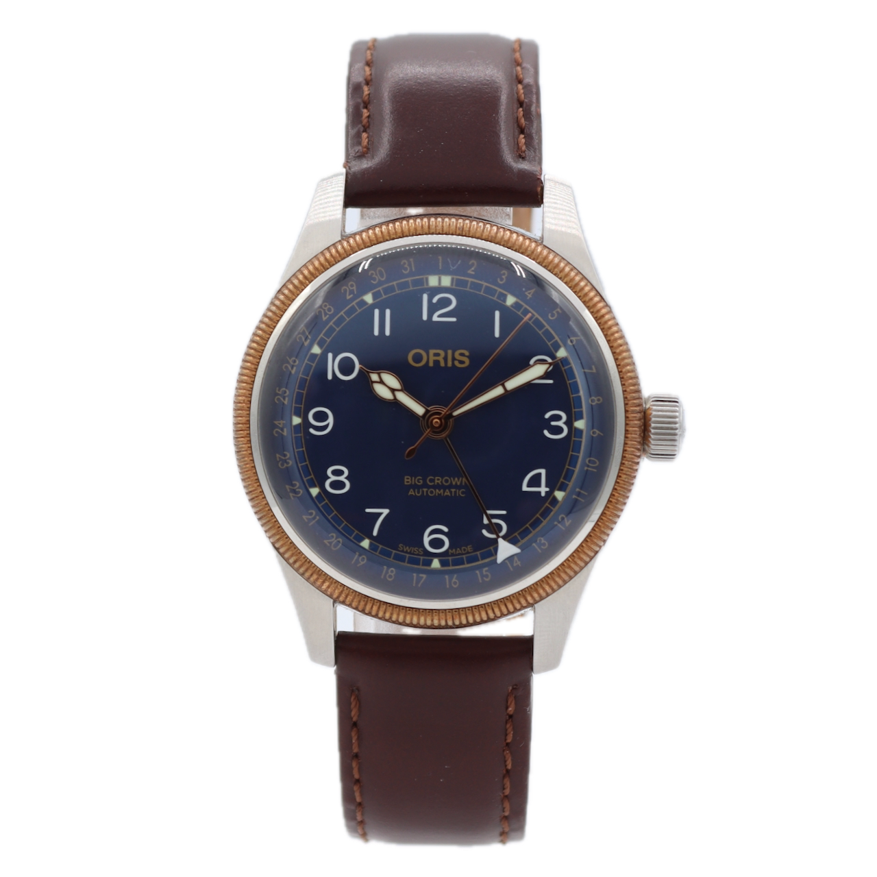 Oris 7749-43 Big Crown Date Pointer Men's Automatic Wristwatch Swiss Bronze Bzl