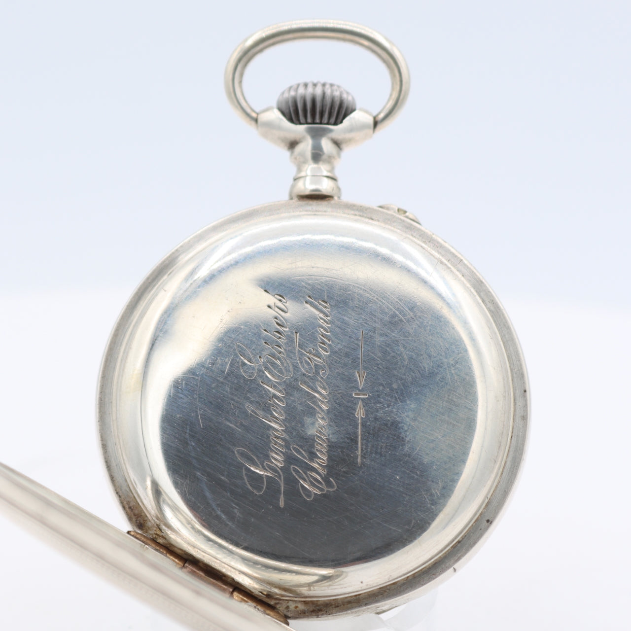 Antique Lange & Sohne Private Label Mechanical Pocket Watch Gold Hands Silver