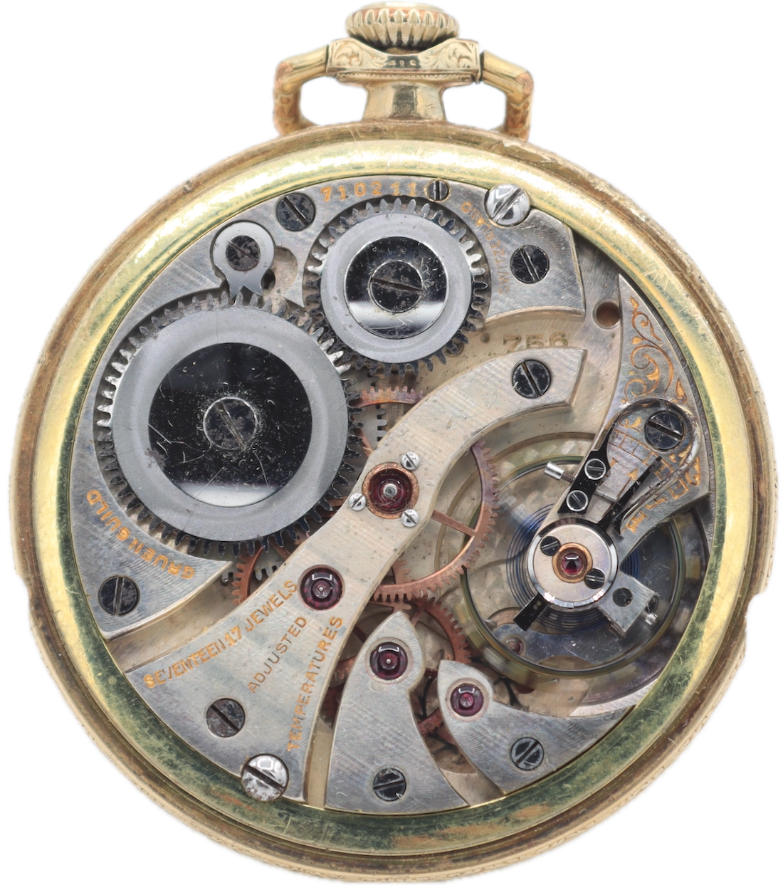 Vintage Gruen Semithin 17 Jewel Mechanical Pocket Watch 756 Gold FIlled Swiss