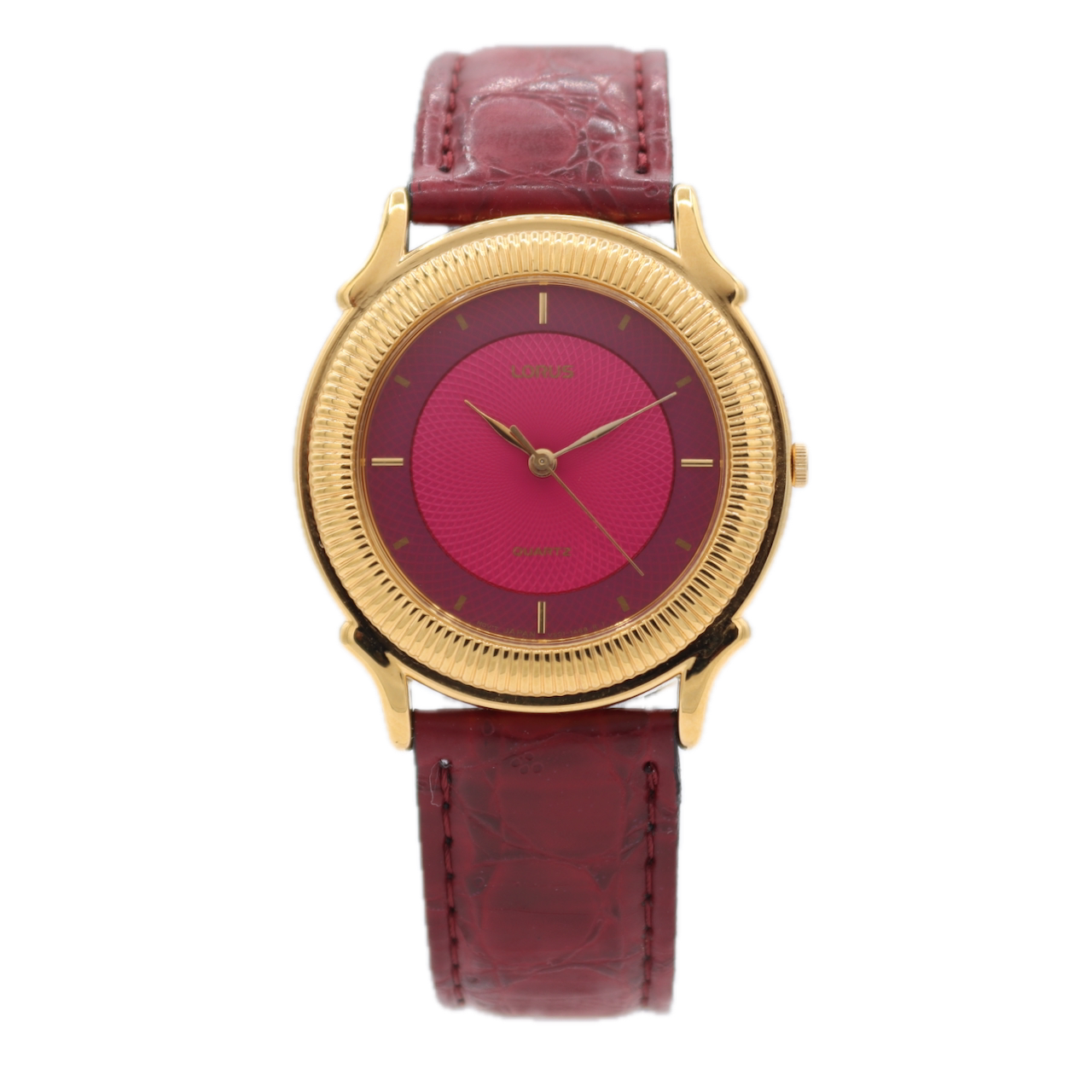 32mm Lorus V501-6H90 Pink Dial Ladies Quartz Wristwatch Japan Gold Tone W/ Box