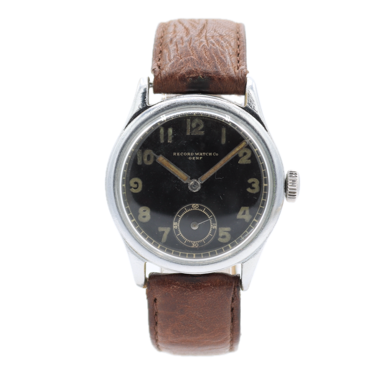 Vintage 34mm Record Watch Co. DH German Military Men's Wristwatch 022K Germany