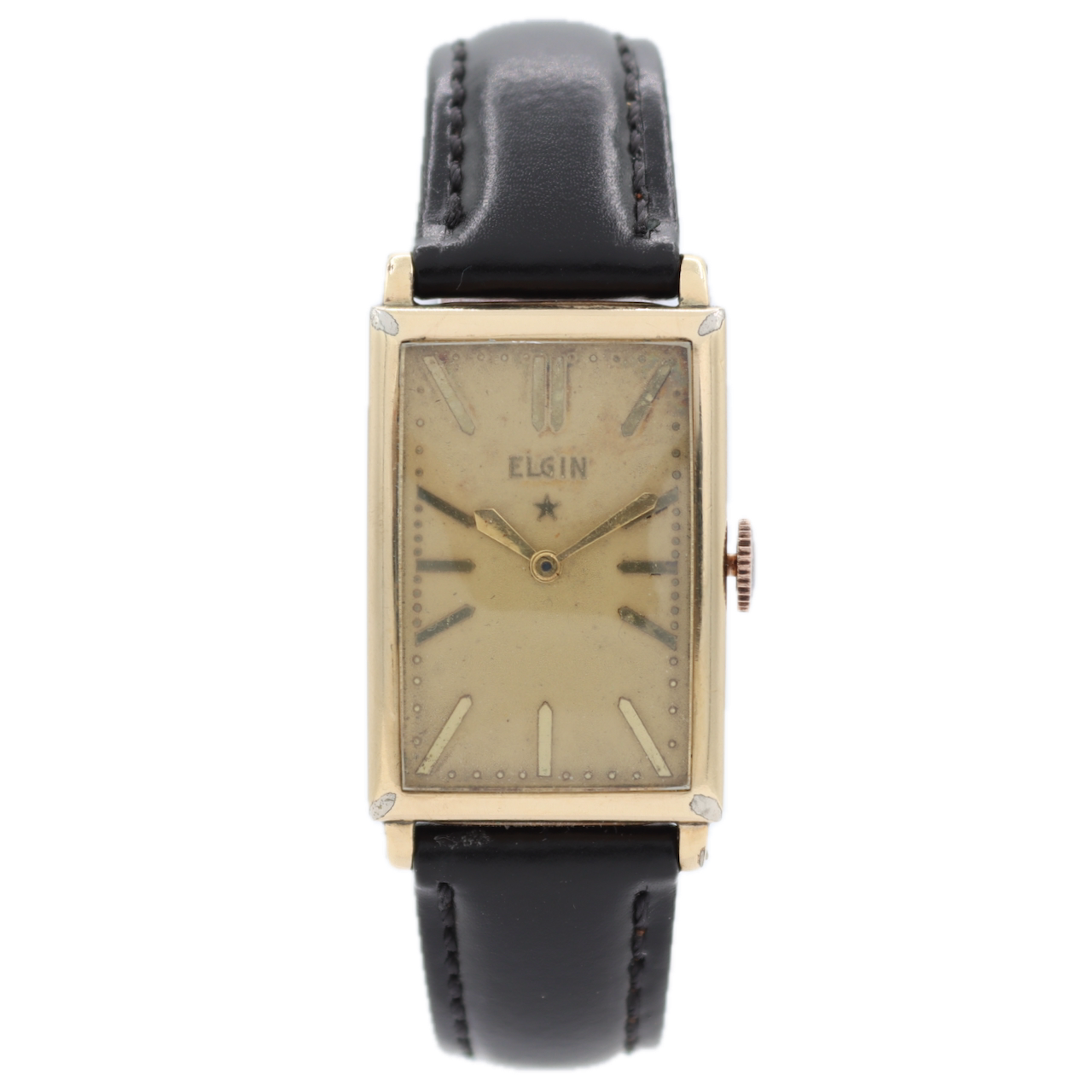 Vintage 1934 Elgin 1190Y Square 17J Men's Mechanical Wristwatch 483 USA 14k GF