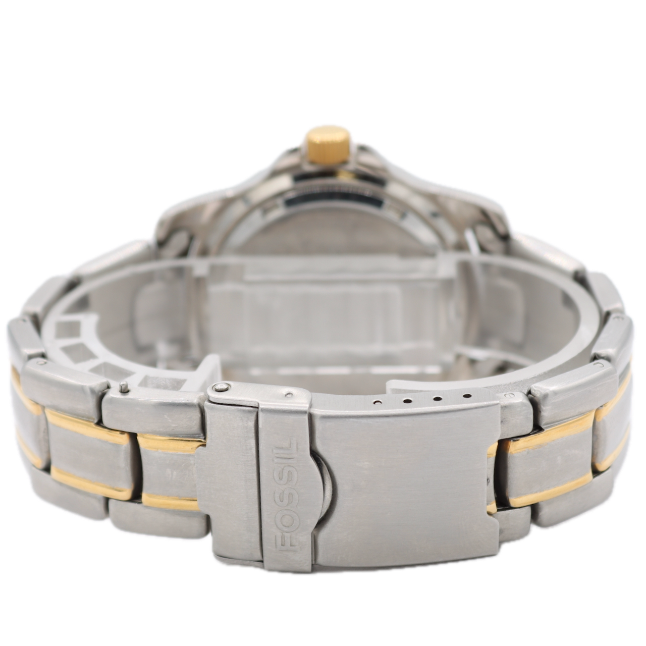 38mm Fossil BQ-9005 Blue Day Date Men's Quartz Wristwatch Japan Two Tone 10 ATM