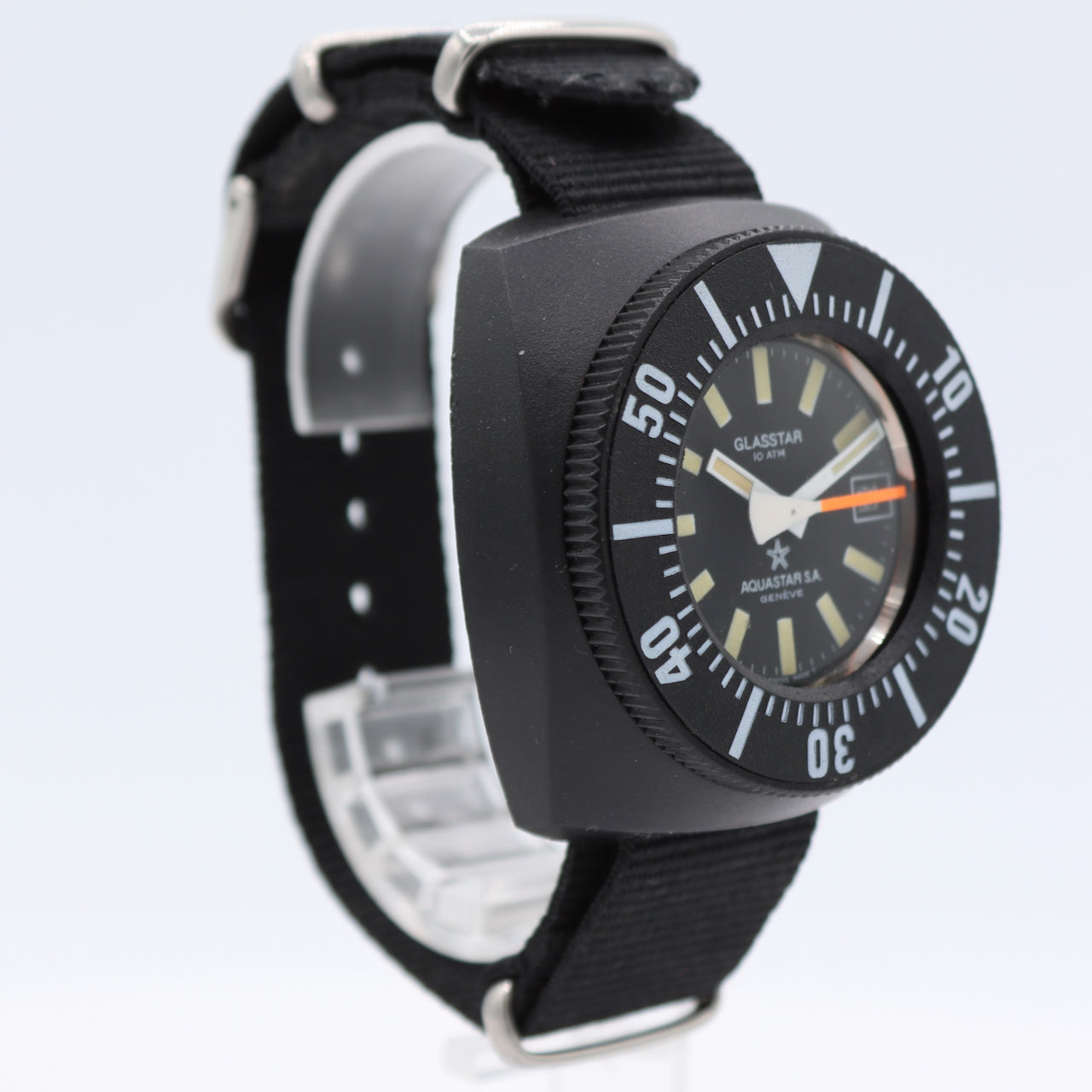 Vintage 45mm 1970 Aquastar Glasstar 25j Men's Automatic Wristwatch AS2063 Swiss