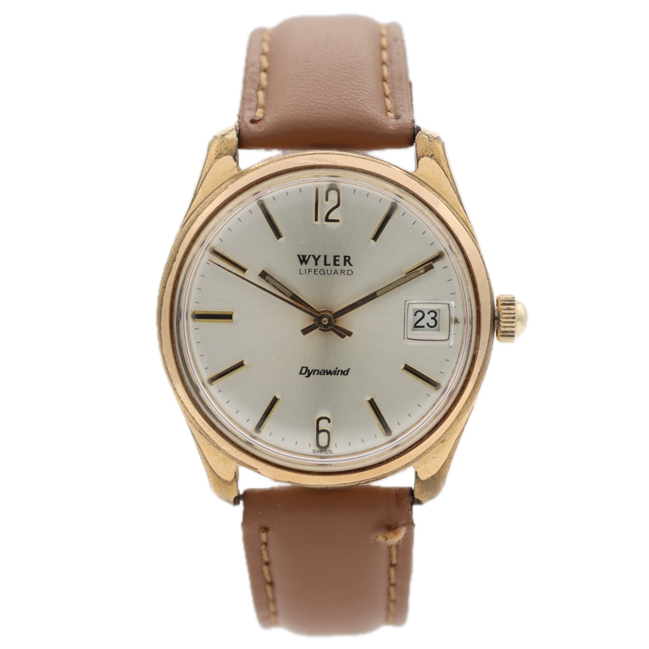 Vintage Wyler Lifeguard Men's Automatic Wristwatch Swiss Gold Tone Dynawind