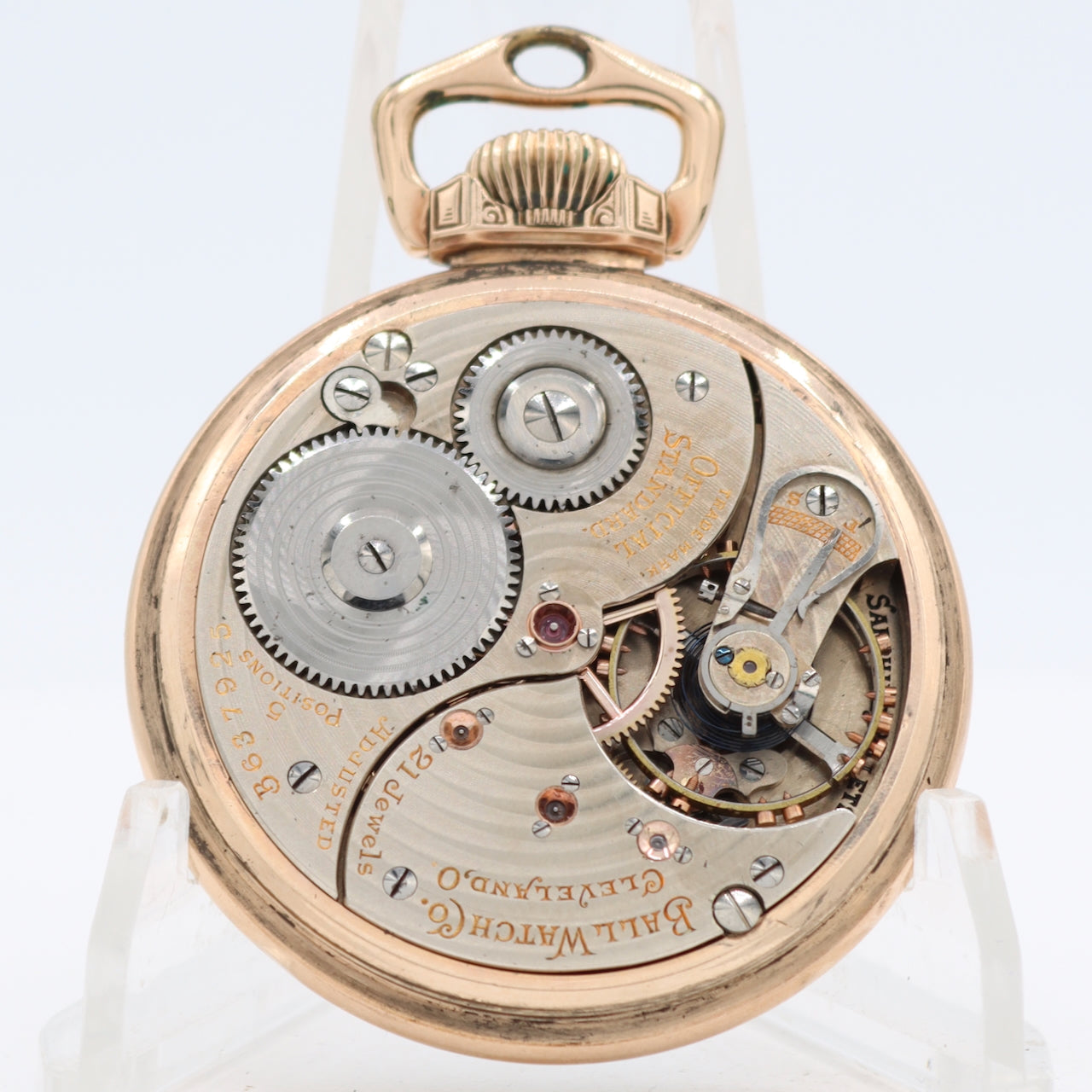 Vintage 18s 1930 Ball 21j Mechanical Railroad Pocket Watch 999P 10k GF USA