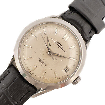Vintage Nivada Grenchen Aquadatic 360EL Men's Automatic Wristwatch Swiss Steel
