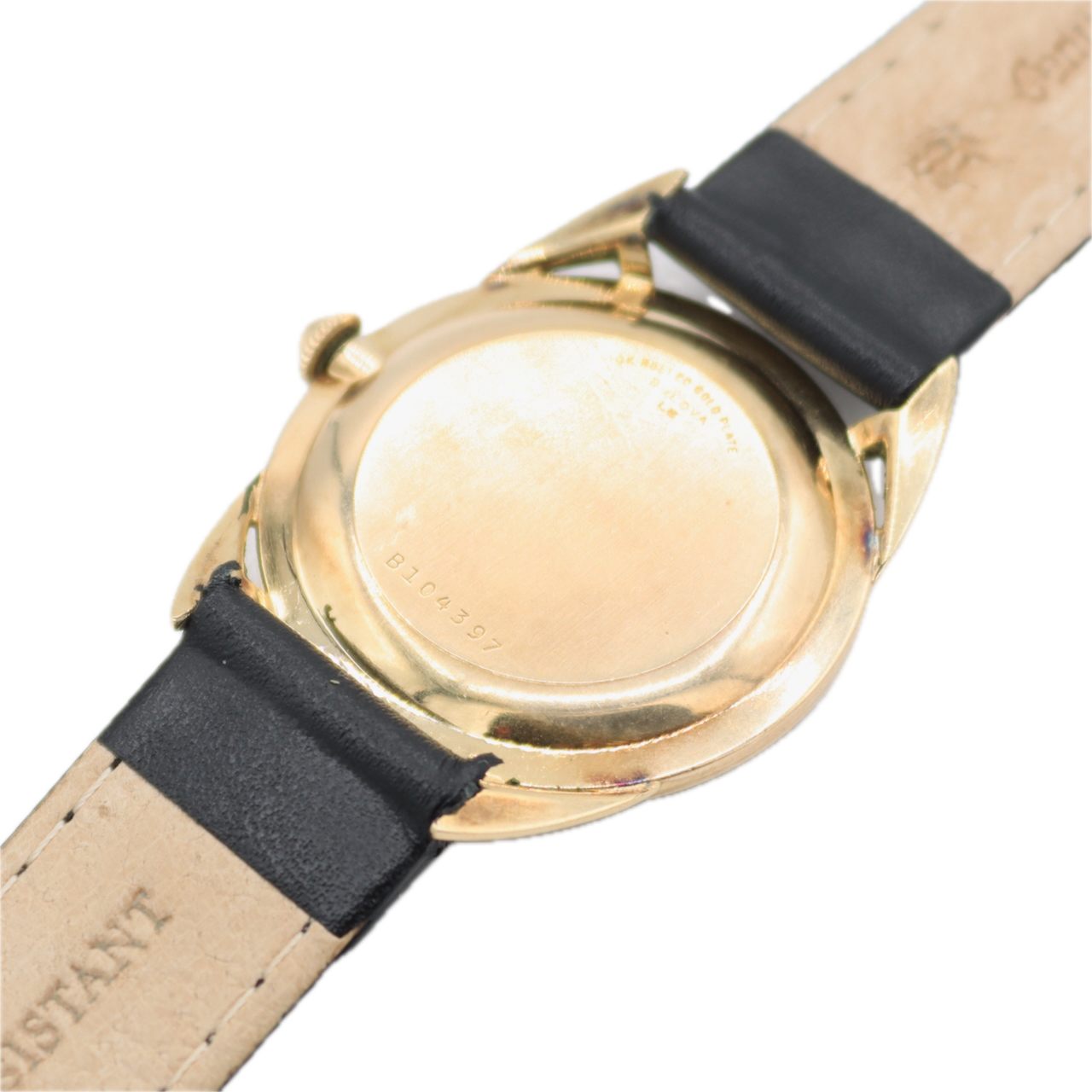 Vintage 32mm Bulova Black Dial Hollow Lug Men's Mechanical Wristwatch 10k RGP